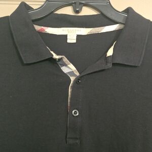 Burberry Black Polo with Check Collar